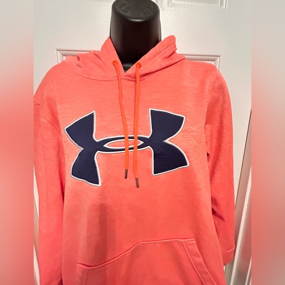 Under Armour Woman's Sweatshirt Small Bright Orange Graphic Hoodie Pullover - Picture 2 of 10
